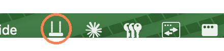 The swing icon in the Mac menu bar, circled